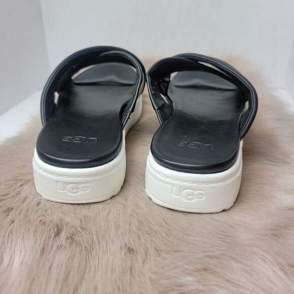 UGG Zayne Crossband Blck Leather Sandal Size 9 - Picture 4 of 10